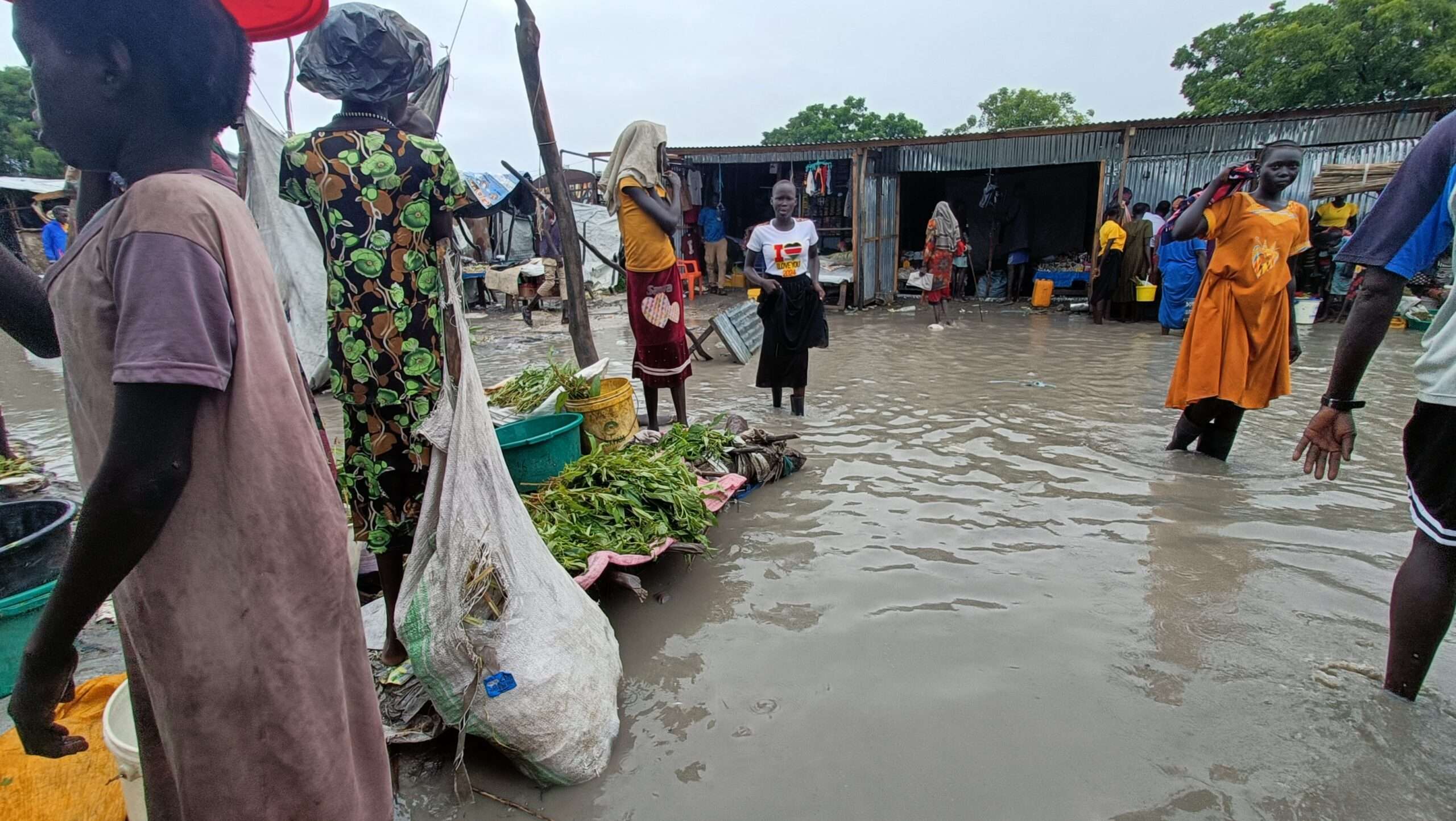 Flooded market in South Sudan