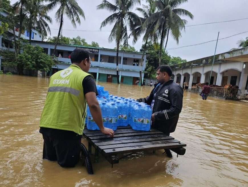 Oxfam teams are on the ground in Bangladesh, delivering essential clean water to flood-affected communities.