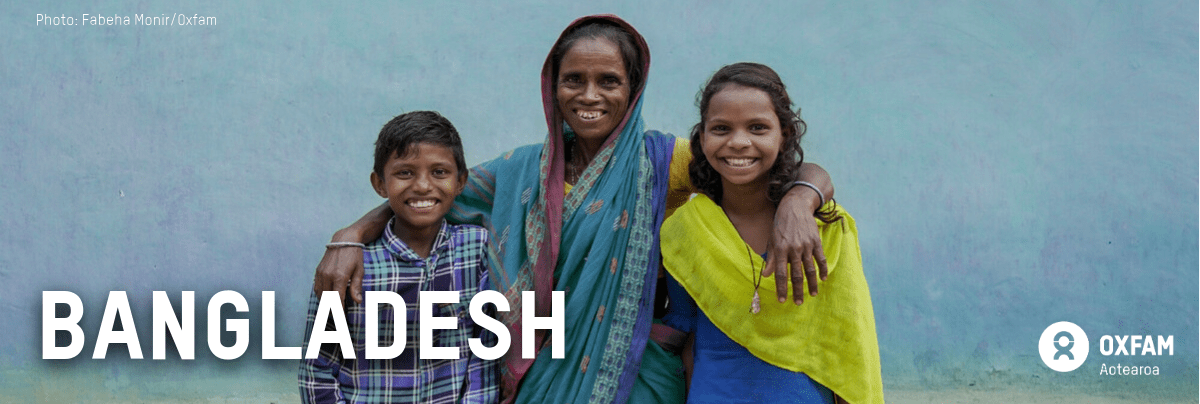 Family smiling in Bangladesh